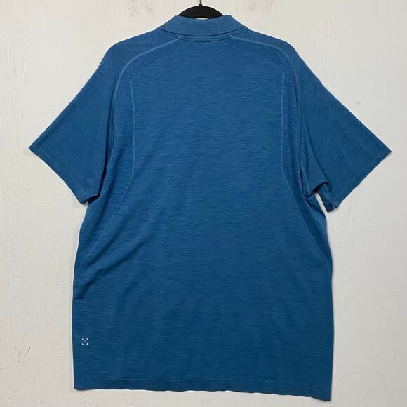 Lululemon Metal Vent Tech Polo Performance Stretch Shirt Men  XXL Blue Active - Picture 4 of 8